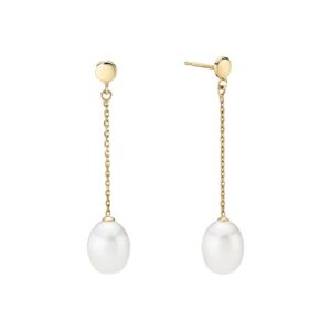 Lund Copenhagen kæde øreringe i 8 kt guld med perler