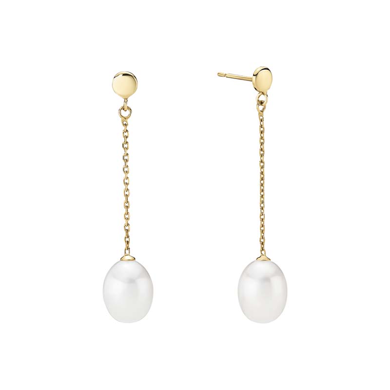 Lund Copenhagen kæde øreringe i 8 kt guld med perler