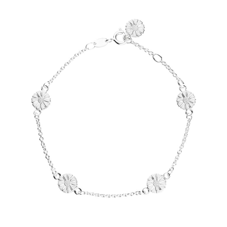 Lund Copenhagen Sølv med hvid emalje med 5 Margueritter Marguerit Armbånd