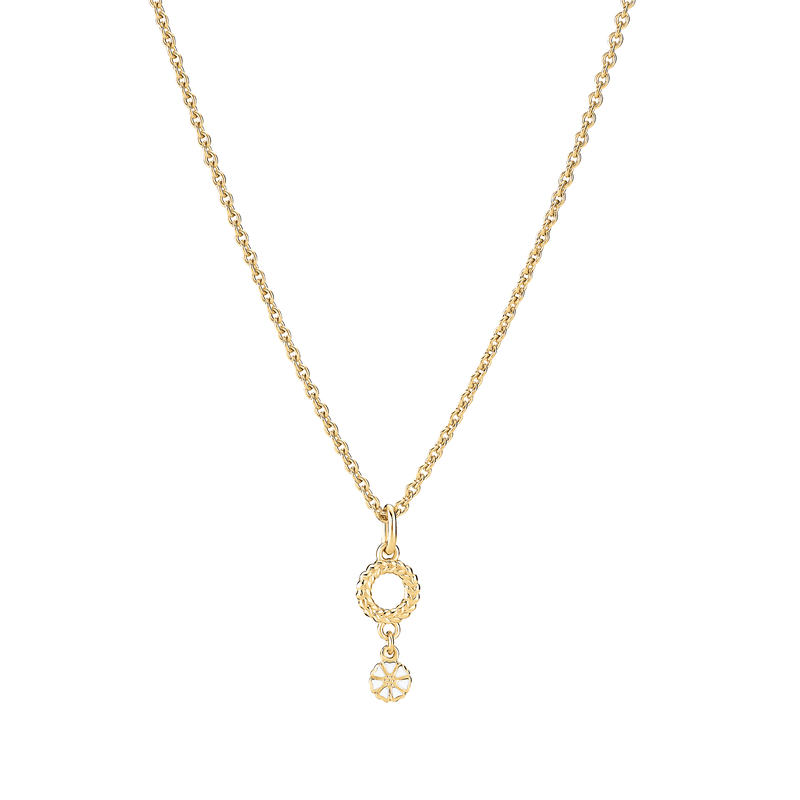 Lund Copenhagen marguerit halskæde i forgyldt med cirkel