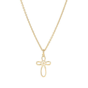 Lund Copenhagen marguerit halskæde i forgyldt med kors