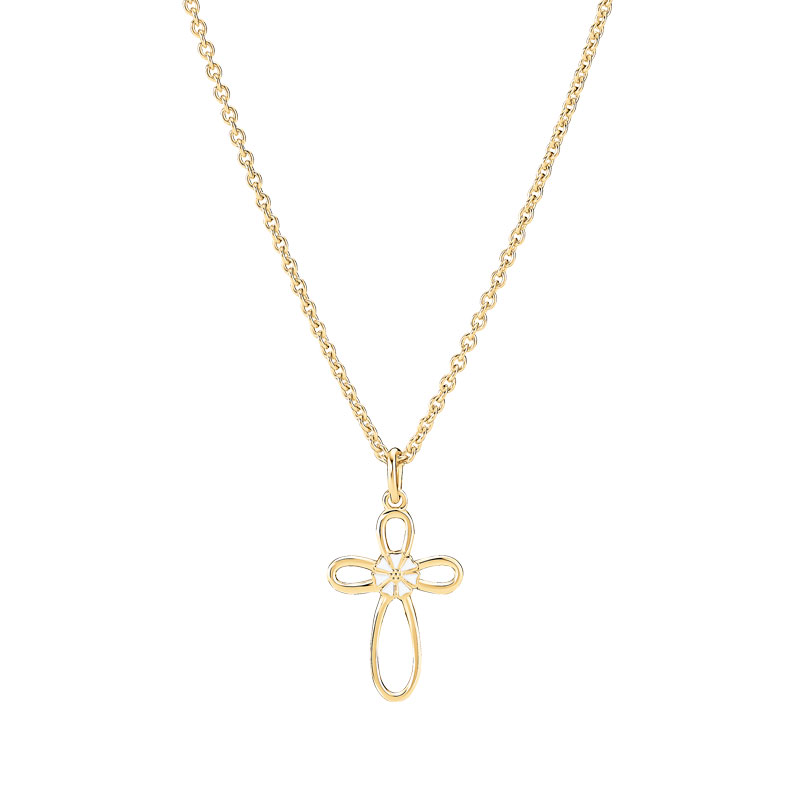 Lund Copenhagen marguerit halskæde i forgyldt med kors