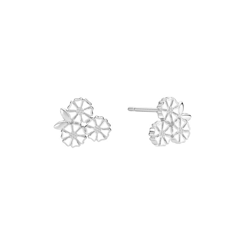 Lund Copenhagen marguerit ørestikker i sølv med hvid emalje