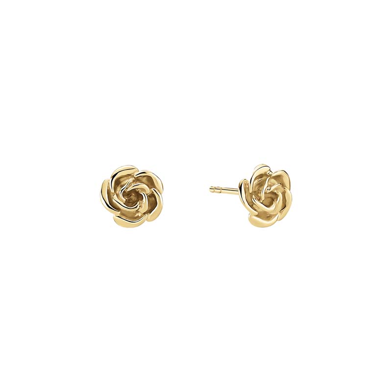 Lund Copenhagen øreringe i 8 kt guld med rose