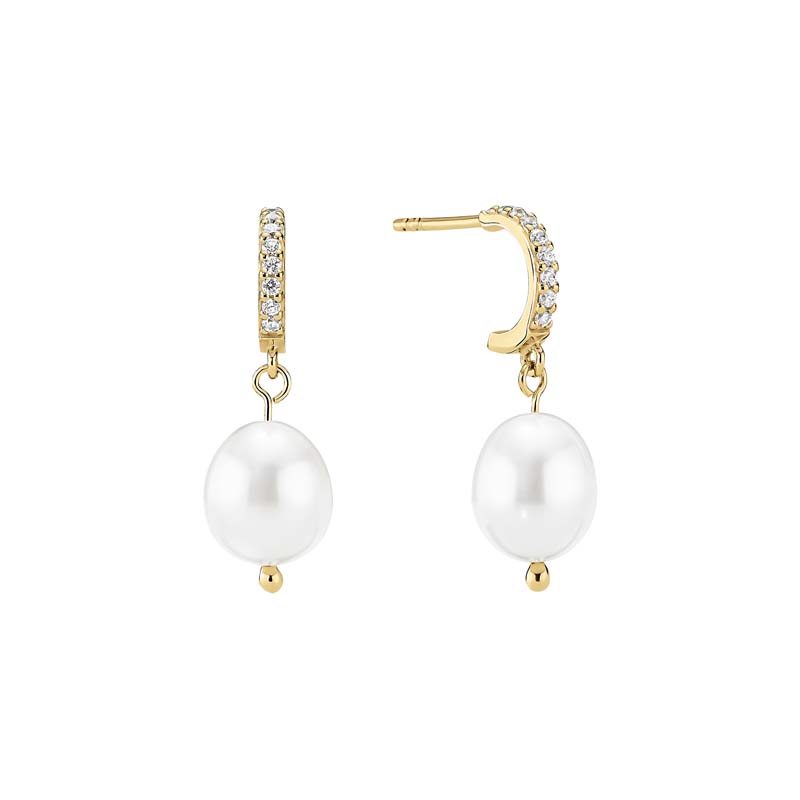 Lund Copenhagen øreringe i forgyldt med perler og zirkoner