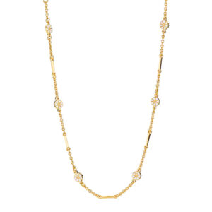 Lund Marguerit halskæde i forgyldt med pind og hvide blomster