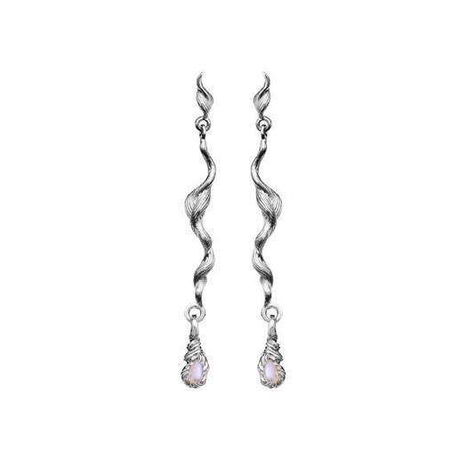 Maanesten - Aqua ørering i sølv med lys sten