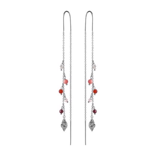 Maanesten - Uma øreringe i sølv med røde perler og sten