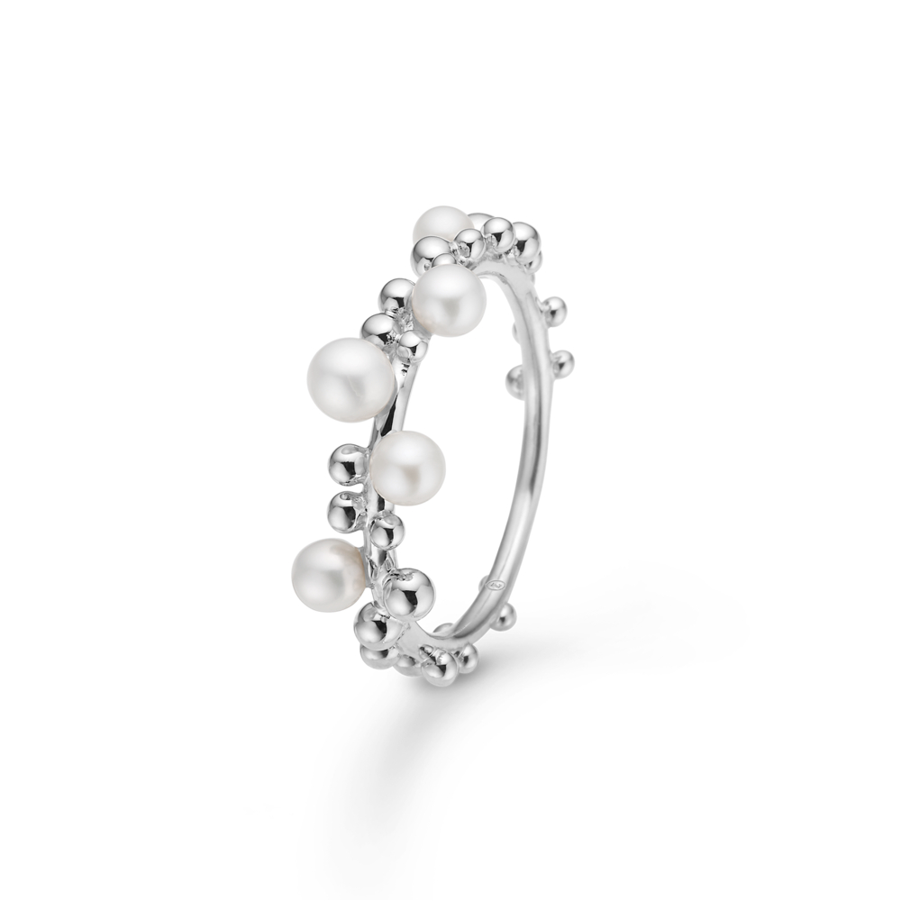 Mads Z Bubbles n´ Pearls ring i sølv med perle