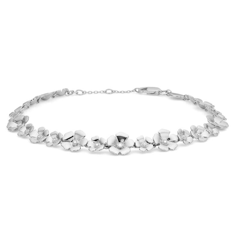 Mads Z Fleur armbånd i sølv med hvid topas
