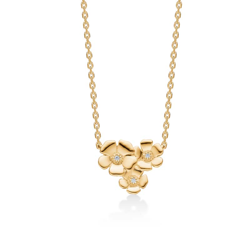 Mads Z Fleur halskæde i 14 kt guld med diamanter