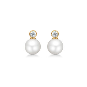 Mads Z Iris ørestikker 8 karat guld med kulturperle og zirkonia
