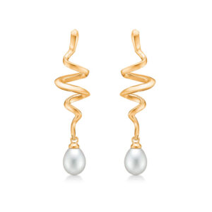 Mads Z Swirl Pearl øreringe i 14 kt guld