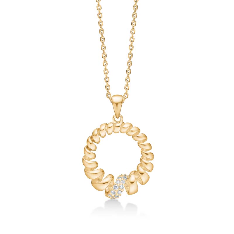 Mads Z Swirl with Diamond vedhæng i 14 kt guld med diamanter