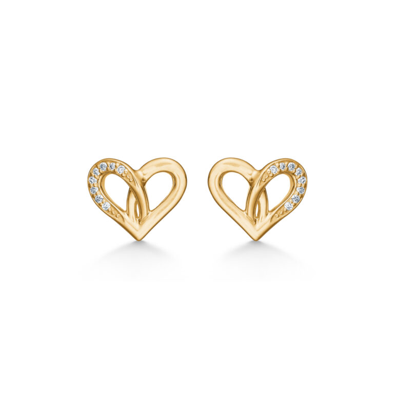 Mads Z diamanthjerte ørestikker i 14 karat guld - 0,048ct