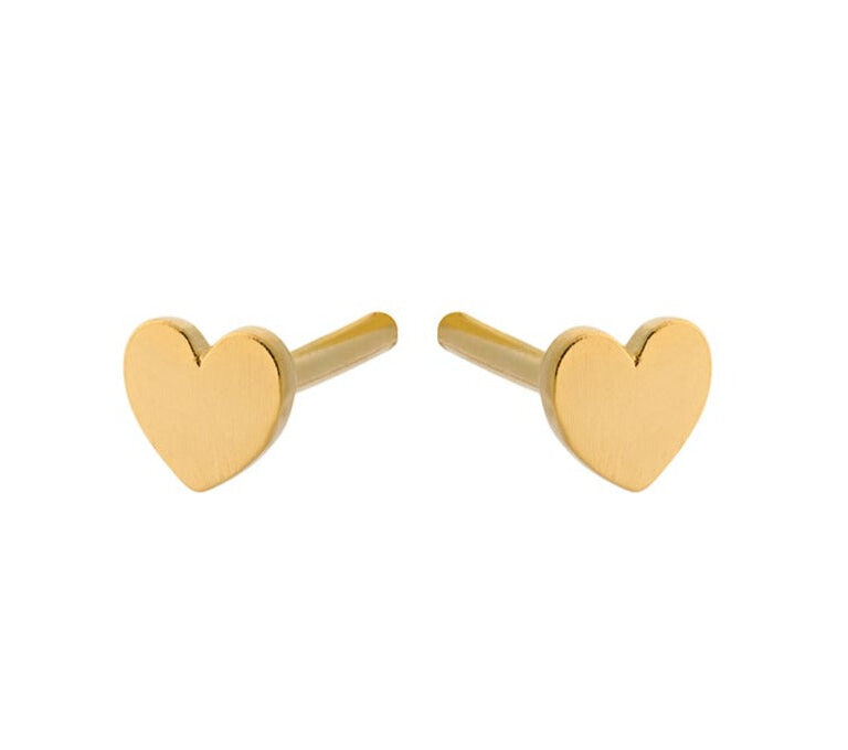 Mini Heart ørestikker - forgyldt
