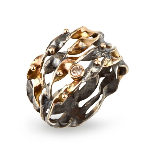 Mulberry Sterling Sølv Ring fra By Birdie med Guld Og 0,08 Carat Diamant