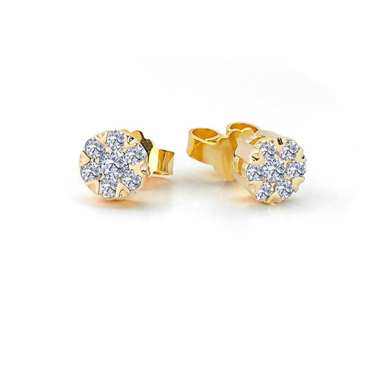 NURAN Flora ørestikker i 14 kt. guld med 2 x 0,34 ct. brillanter