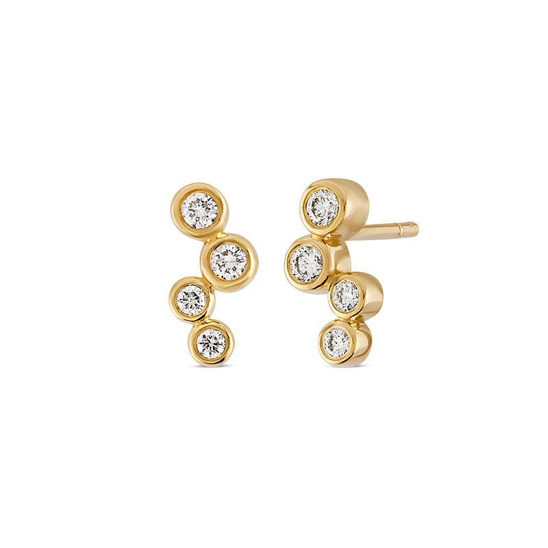 NURAN Tube ørestikker i rødguld med brillanter