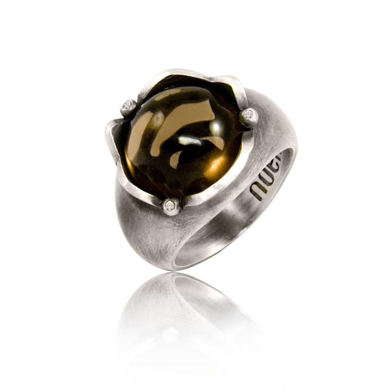 Noën Rose Flower ring med røgkvarts Str. 56