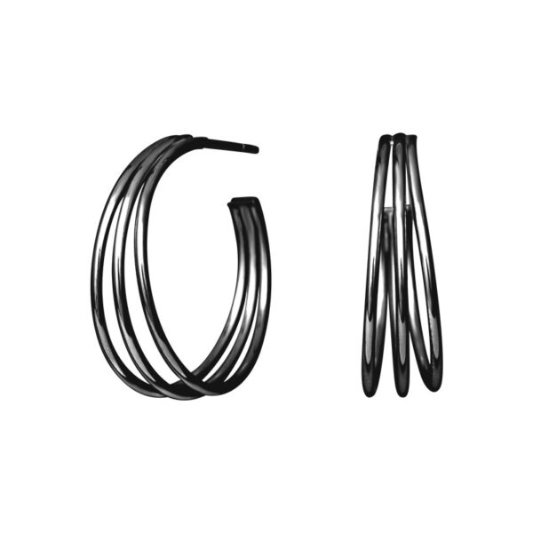 Nordahl Jewellery Wire øreringe i sort sølv, Ø 25 mm