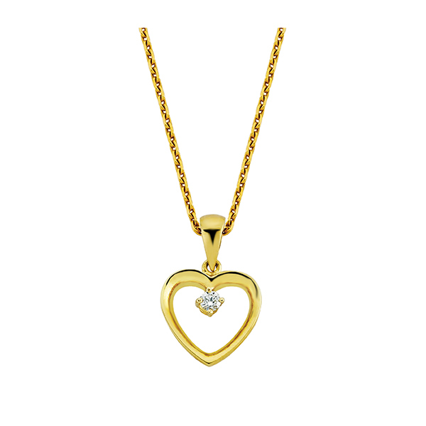 Nuran hjertevedhæng i guld med brillant