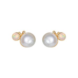OLE LYNGGAARD COPENHAGEN BoHo ørestikker i 18kt. guld med stor perle, opal og diamanter