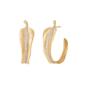 OLE LYNGGAARD COPENHAGEN Leaves 18 kt. guld creoler med 132 brillanter