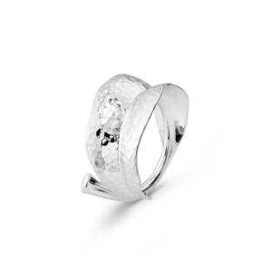 OLE LYNGGAARD COPENHAGEN Leaves smal sølv ring, hamret