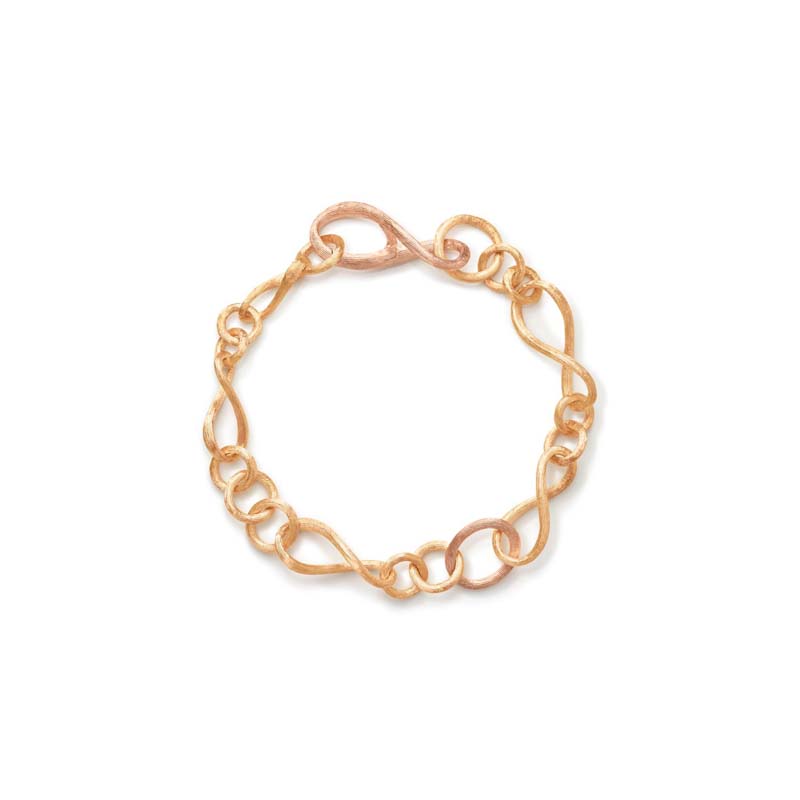 OLE LYNGGAARD COPENHAGEN Love tynd armlænke satineret 18 karat rødguld 2 led rosaguld 18 cm