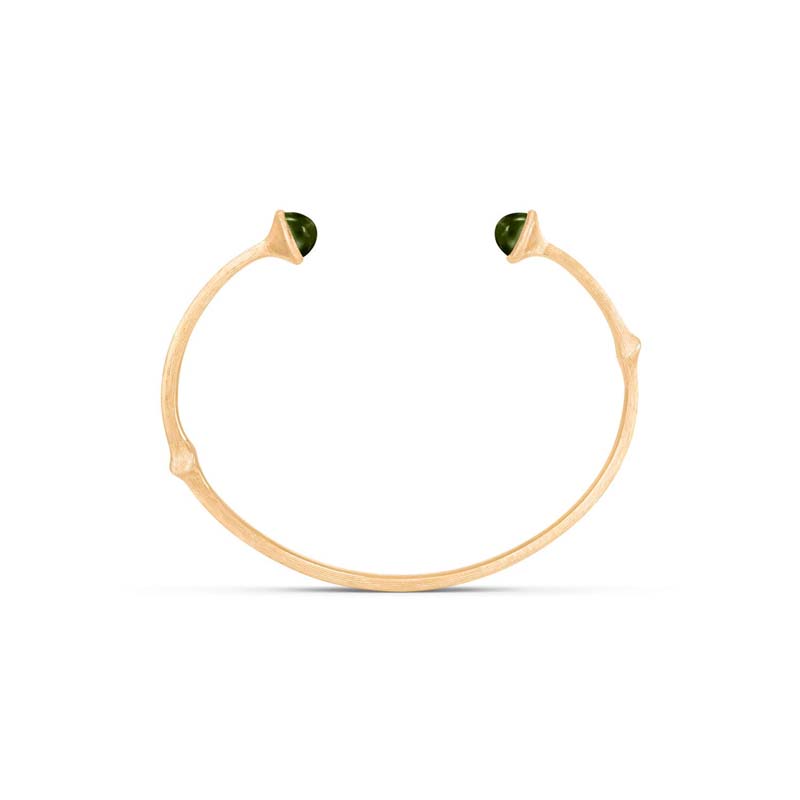 OLE LYNGGAARD COPENHAGEN Nature 18 kt. guld armring med grøn turmalin