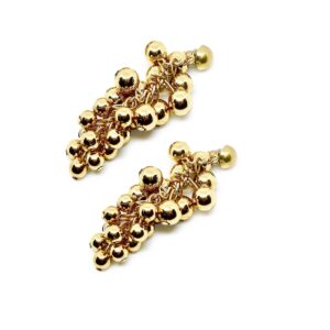 Øreringe, ørestikkere guld og sort perle klase, forgyldt messing