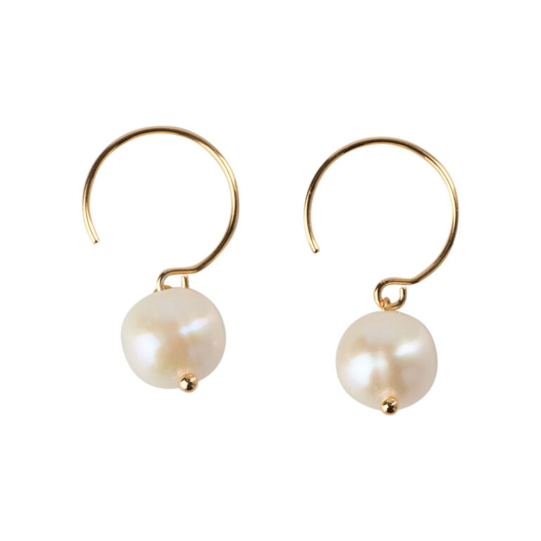 Open Creol Pearl White Øreringe - Forgyldt