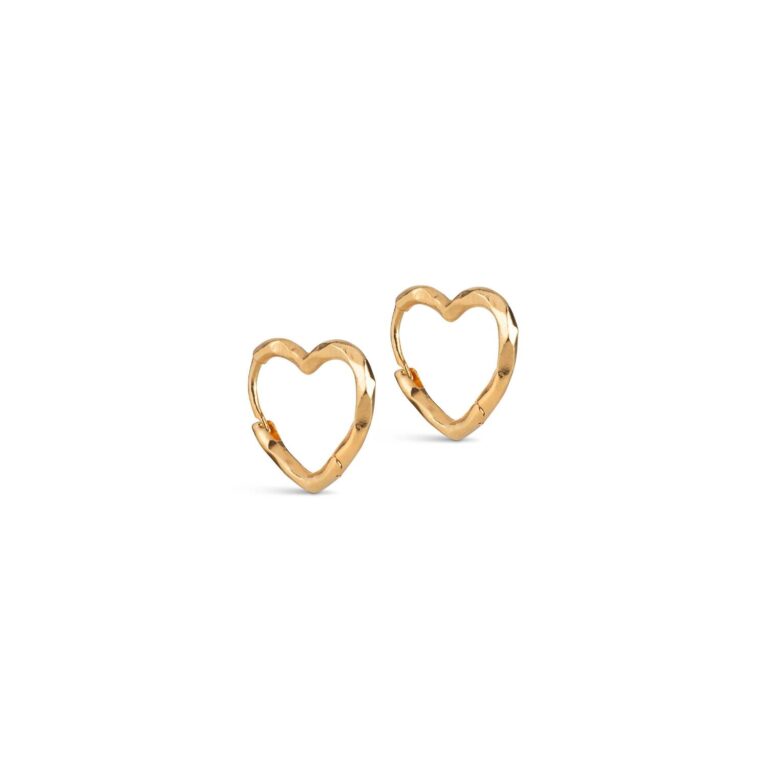 Organic Heart Hoops, Small - guldfarvet