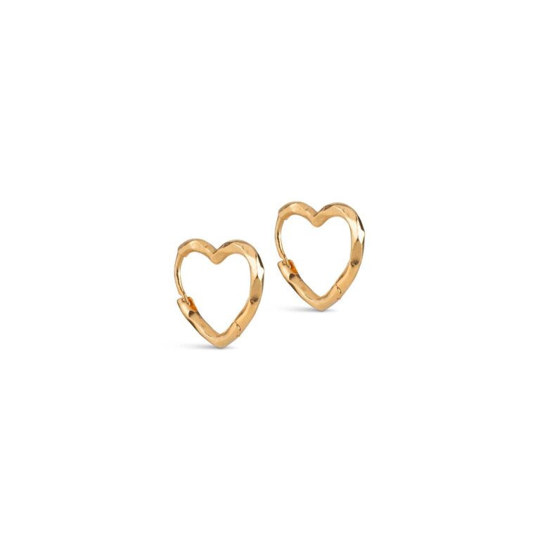 Organic Heart Hoops, Small - guldfarvet