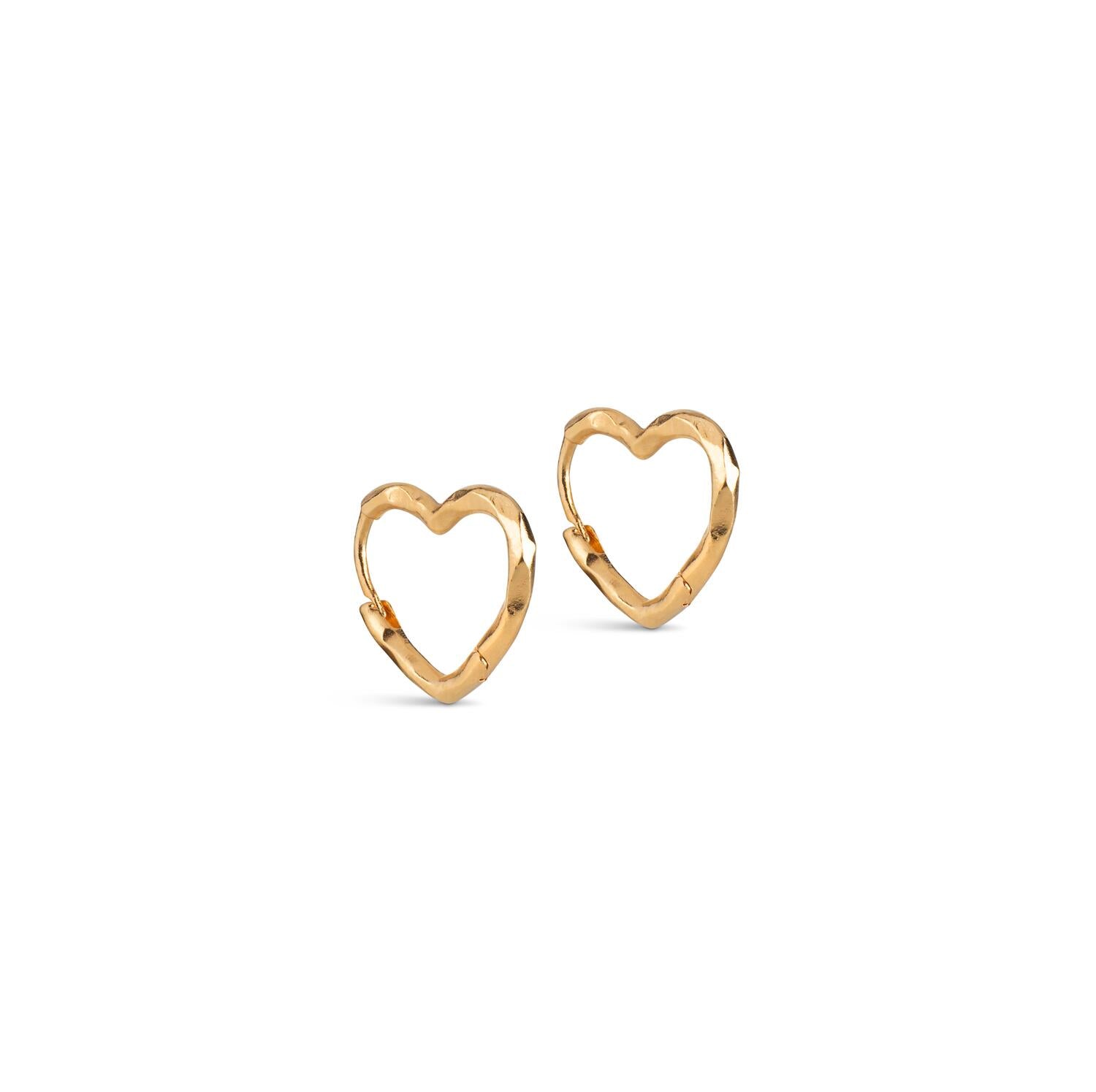 Organic Heart Hoops, Small - guldfarvet