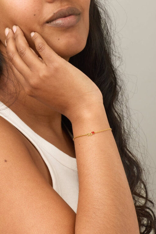 Organic Unity armbånd - Forgyldt/rød