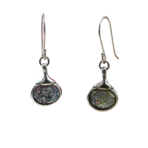 Ovalt design øreringe med romersk glas