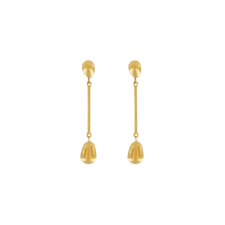 Passion Long Smooth Double Drop øreringe - forgyldt