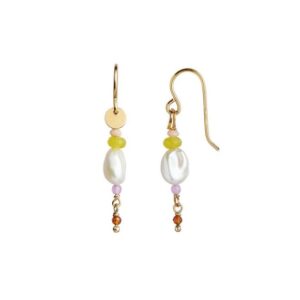 Petit Baroque Pearl Earring With Candy Stones Forgyldt 1pc | Soft Lime Fra Stine A