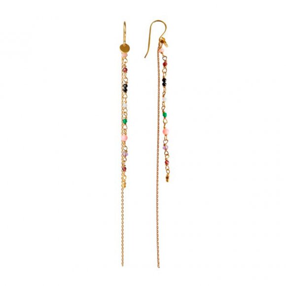 Petit Gemstones With Long Chain Earring 1pc | Forgyldt Fra Stine A