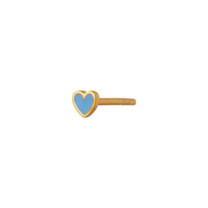 Petit Love Heart ørestikker - forgyldt/light blue