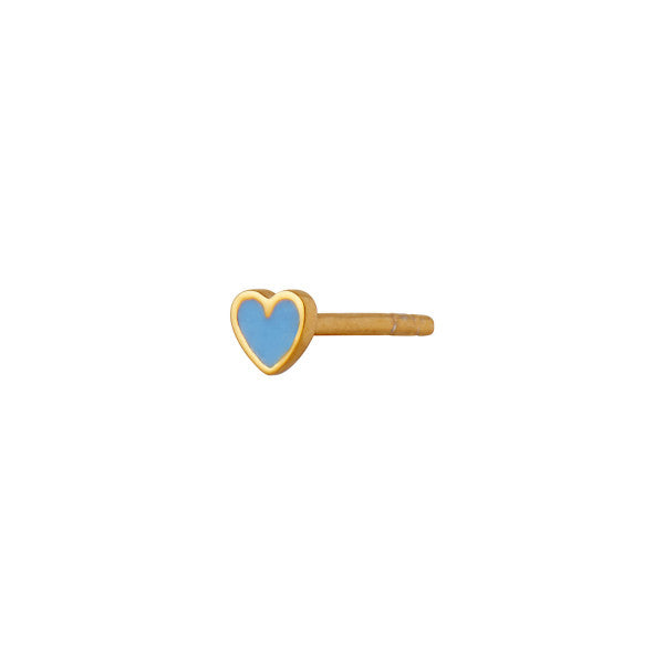 Petit Love Heart ørestikker - forgyldt/light blue