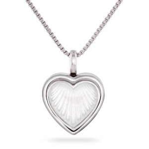 Pia & Per Lille Hjertemedaljon Hvid Sølv Halskæde