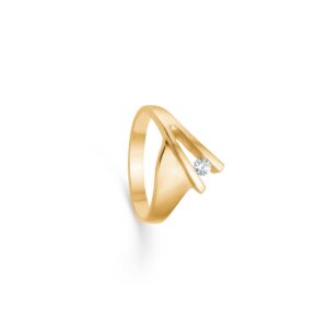 Randers Sølv 14 Karat Guld Ring med Diamant 0,10 Carat W/SI