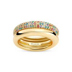 Ring Carrara - 18 karat forgyldt, med flerfarvede zirkoner.