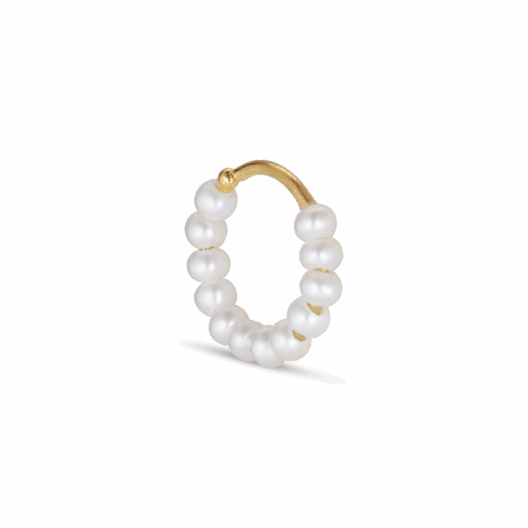 Row, perle vrid ørering - Forgyldt