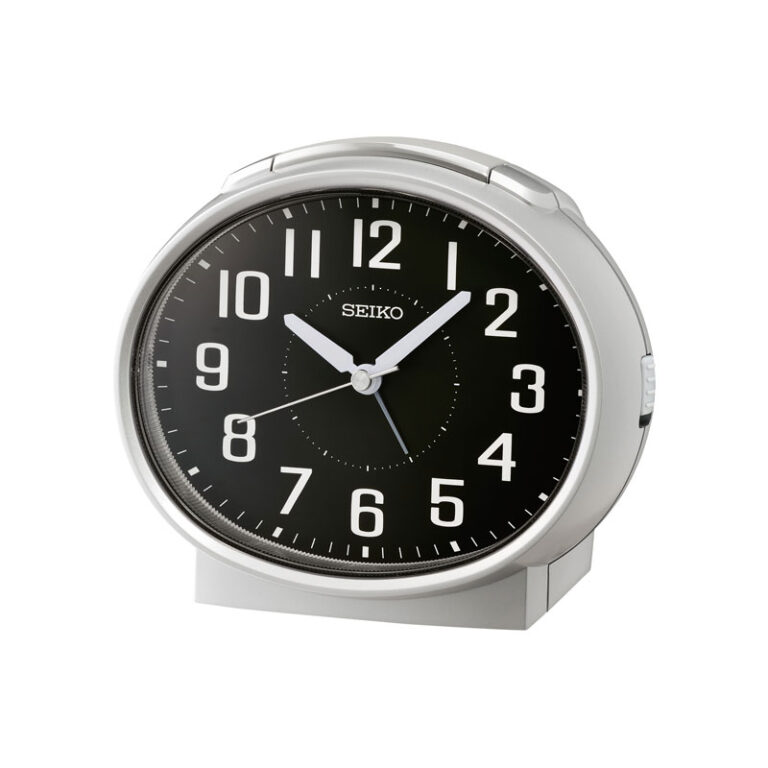 SEIKO Vækkeur i grå med snooze og quiet sweep - oval