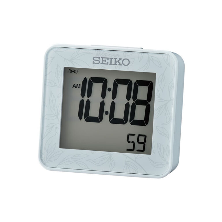 SEIKO digitalt vækkeur med bip-alarm, grå med blade