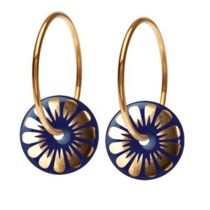 Scherning Bloom Midnight Gold Forgyldt Sølv Øreringe med Porcelæn